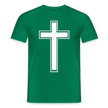 Edged white cross - Men's T-Shirt - kelly green - Front - AI Model Male 178 dark (178cm)