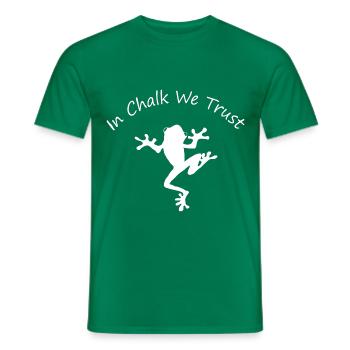 Bouldering and climbing with frog and chalk. - Men's T-Shirt - kelly green - Front - AI Model Male 178 dark (178cm)