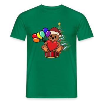 Ours en peluche Père Noël Père Noël Enfants - T-shirt homme - vert - Devant - AI Model Male 178 dark (178cm)