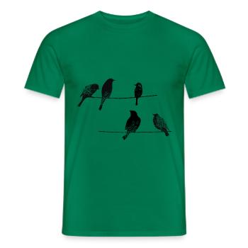 Vier Voegel Tshirt Voegel auf einem Draht - Männer T-Shirt - Kelly Green - Vorne - AI Model Male 178 dark (178cm)