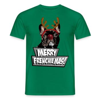 AD Merry FrenchieMas! - Men's T-Shirt - kelly green - Front - AI Model Male 178 dark (178cm)