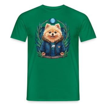 Pomeranian Spitz im Cartoon Look für Hundebesitzer - Männer T-Shirt - Kelly Green - Vorne - AI Model Male 178 dark (178cm)
