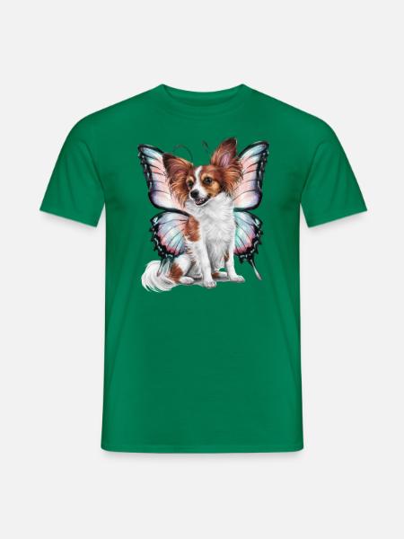 Cartoon Papillon Hund mit Schmetterlingsflügeln - Männer T-Shirt - Kelly Green