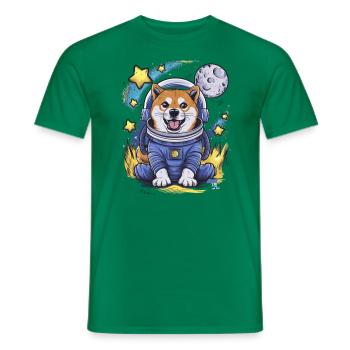 Cool Cartoon Shiba Inu with Moon and Stars - Men's T-Shirt - kelly green - Front - AI Model Male 178 dark (178cm)