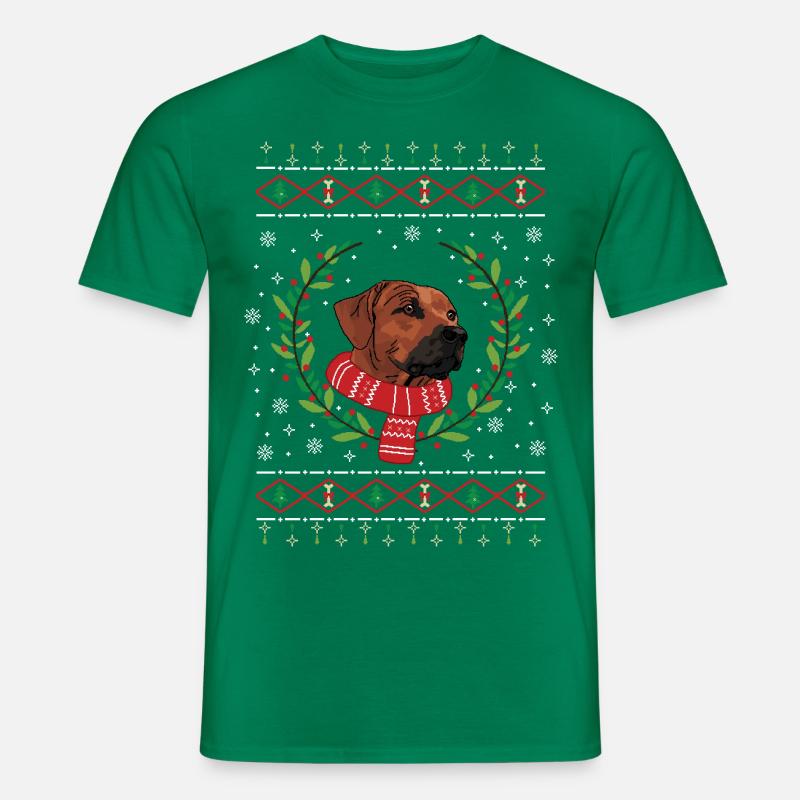 Rhodesion Ridgeback hässlicher Weihnachtspullover - Männer T-Shirt - Kelly Green