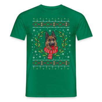 Sauteur de Noël moche berger allemand - T-shirt homme - vert - Devant - AI Model Male 178 dark (178cm)