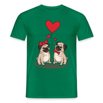 Carlin couple doux amour carlin chiens amour coeur - T-shirt homme - vert - Devant - AI Model Male 178 dark (178cm)