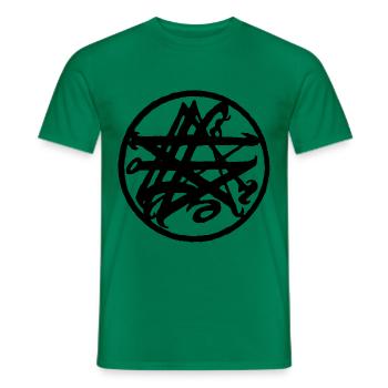 Fld.) Necronomicum pentagram symbole icône Lovecraft - T-shirt homme - vert - Devant - AI Model Male 178 dark (178cm)