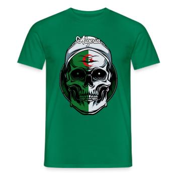 Crâne République Algérienne Démocratique - T-shirt homme - vert - Devant - AI Model Male 178 dark (178cm)