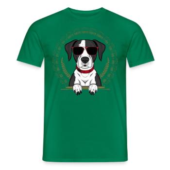Cool allemand pointeur à poil court avec lunettes de soleil - T-shirt homme - vert - Devant - AI Model Male 178 dark (178cm)