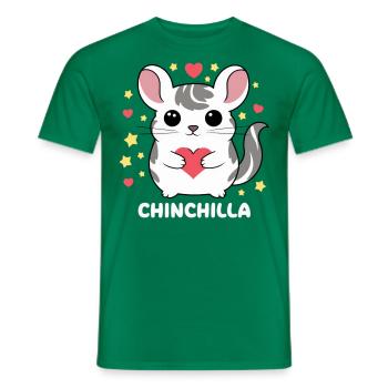 Chinchila kawaii avec cœurs et étoiles - T-shirt homme - vert - Devant - AI Model Male 178 dark (178cm)