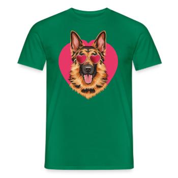 Berger allemand cool avec lunettes de soleil - T-shirt homme - vert - Devant - AI Model Male 178 dark (178cm)