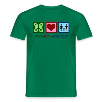 Peace Love Social Work - Men's T-Shirt - kelly green - Front - AI Model Male 178 dark (178cm)