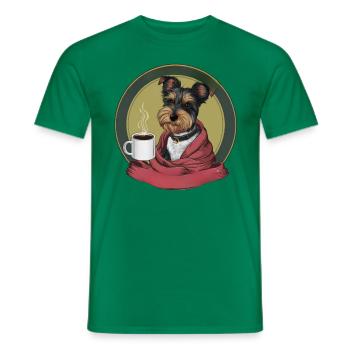 Dandie Dinmont Terrier with Blanket and Coffee Mug - Men's T-Shirt - kelly green - Front - AI Model Male 178 dark (178cm)