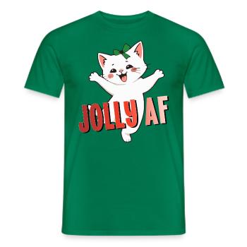 Cat xmas jolly AF christmas christmas cat fun - Men's T-Shirt - kelly green - Front - AI Model Male 178 dark (178cm)
