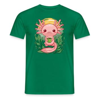 Kawaii Axolotl liebt grünen Tee - Männer T-Shirt - Kelly Green - Vorne - AI Model Male 178 dark (178cm)