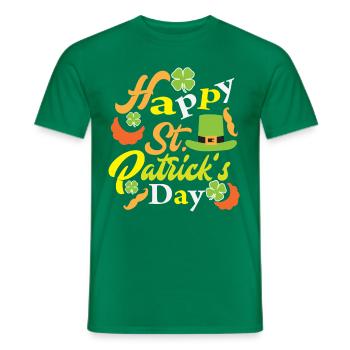 St Patrick's Day avec barbe, chapeau vert et - T-shirt homme - vert - Devant - AI Model Male 178 dark (178cm)
