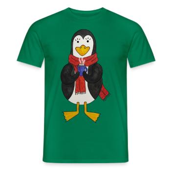 Pingouins Winter cozzy hygge cosy winter time - T-shirt homme - vert - Devant - AI Model Male 178 dark (178cm)