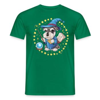 Magischer Zwergschnauzer im Zauberer Outfit - Männer T-Shirt - Kelly Green - Vorne - AI Model Male 178 dark (178cm)