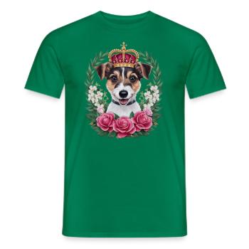 Jack Russel Terrier mit Krone und Rosen - Männer T-Shirt - Kelly Green - Vorne - AI Model Male 178 dark (178cm)