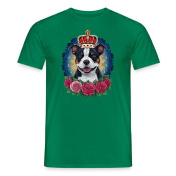 Staffordshire Bull Terrier with Crown and Roses - Men's T-Shirt - kelly green - Front - AI Model Male 178 dark (178cm)