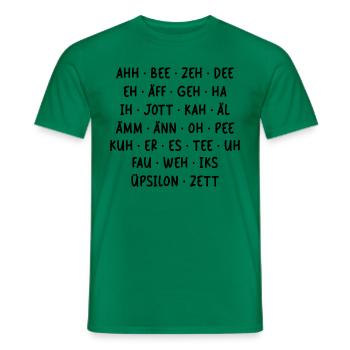 LUSTIGES ALPHABET DEUTSCH LAUTSCHRIFT KIND SCHULE - Männer T-Shirt - Kelly Green - Vorne - AI Model Male 178 dark (178cm)