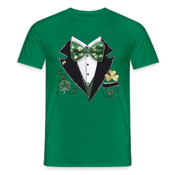 St. Patrick's Day Tuxedo Leprechaun Costume - Men's T-Shirt - kelly green - Front - AI Model Male 178 dark (178cm)