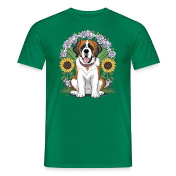 Saint-Bernard aux tournesols - T-shirt homme - vert - Devant - AI Model Male 178 dark (178cm)