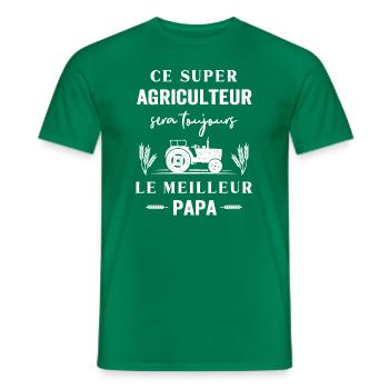 Meilleur Super Papa Agriculteur - T-shirt homme - vert - Devant - AI Model Male 178 dark (178cm)