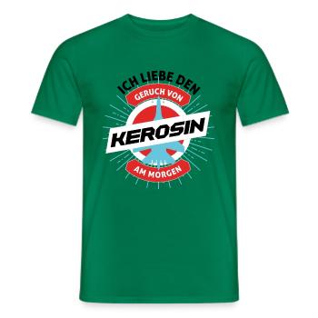 Kerosin Am Morgen - Flugzeug Pilot - Männer T-Shirt - Kelly Green - Vorne - AI Model Male 178 dark (178cm)
