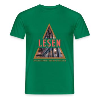 Bücherstapel - Bibliothekar - Männer T-Shirt - Kelly Green - Vorne - AI Model Male 178 dark (178cm)