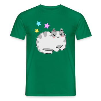 Cute kawaii cat and stars - kawaii - Men's T-Shirt - kelly green - Front - AI Model Male 178 dark (178cm)