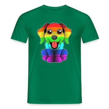 Chien et le drapeau arc-en-ciel - chien gay - T-shirt homme - vert - Devant - AI Model Male 178 dark (178cm)