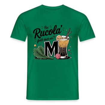 "Rucola vs. Rumcola" - Humor zum Anziehen - Männer T-Shirt - Kelly Green - Vorne - AI Model Male 178 dark (178cm)