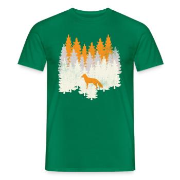Retro Fuchs Vintage Wald Tannen Collage - Männer T-Shirt - Kelly Green - Vorne - AI Model Male 178 dark (178cm)