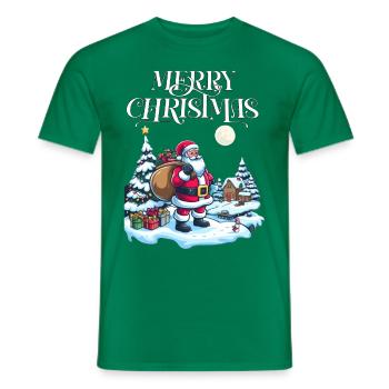 Merry Christmas Santa Gift T shirt Design - Men's T-Shirt - kelly green - Front - AI Model Male 178 dark (178cm)