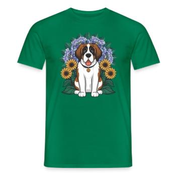 Saint-Bernard aux tournesols - T-shirt homme - vert - Devant - AI Model Male 178 dark (178cm)