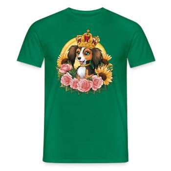 Sweet Nederlandse Kooikerhondje with crown, roses - Men's T-Shirt - kelly green - Front - AI Model Male 178 dark (178cm)