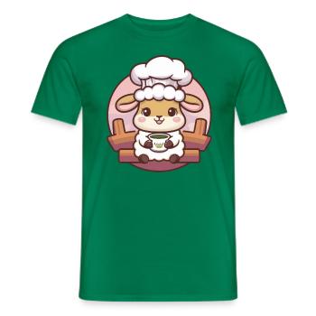 Kawaii sheep loves green tea - Men's T-Shirt - kelly green - Front - AI Model Male 178 dark (178cm)