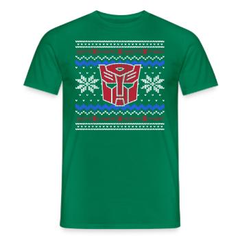 Transformers G1 Optimus Prime Mask Ugly Christmas - Men's T-Shirt - kelly green - Front - AI Model Male 178 dark (178cm)