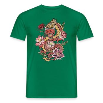 Dragon japonais avec fleurs Vintage Dragon - T-shirt homme - vert - Devant - AI Model Male 178 dark (178cm)