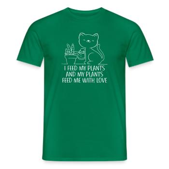 Chat mignon avec plantes chaton et jardinier - T-shirt homme - vert - Devant - AI Model Male 178 dark (178cm)