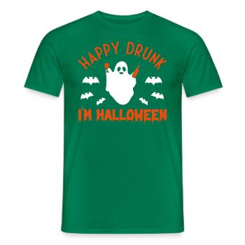 Happy Drunk I‘m Halloween Funny Happy Halloween - Men's T-Shirt - kelly green - Front - AI Model Male 178 dark (178cm)