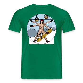 Snowboarding Piste Berge Lustiges Snowboard - Männer T-Shirt - Kelly Green - Vorne - AI Model Male 178 dark (178cm)