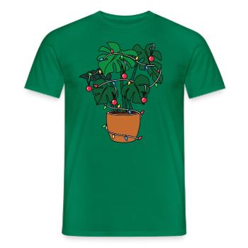 Christmas Monstera avec guirlande lumineuse Arbre - T-shirt homme - vert - Devant - AI Model Male 178 dark (178cm)