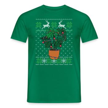 Monstera Ugly Christmas Style Plants - Men's T-Shirt - kelly green - Front - AI Model Male 178 dark (178cm)