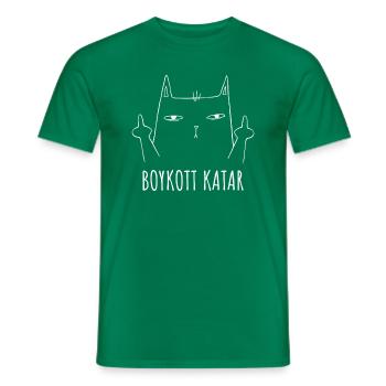 boycott qatar lustiger kater boykott katar - Männer T-Shirt - Kelly Green - Vorne - AI Model Male 178 dark (178cm)