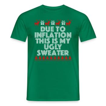 En raison de l'inflation, voici mon vilain pull de - T-shirt homme - vert - Devant - AI Model Male 178 dark (178cm)