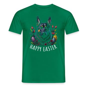 Pâques Printemps Berger allemand - T-shirt homme - vert - Devant - AI Model Male 178 dark (178cm)