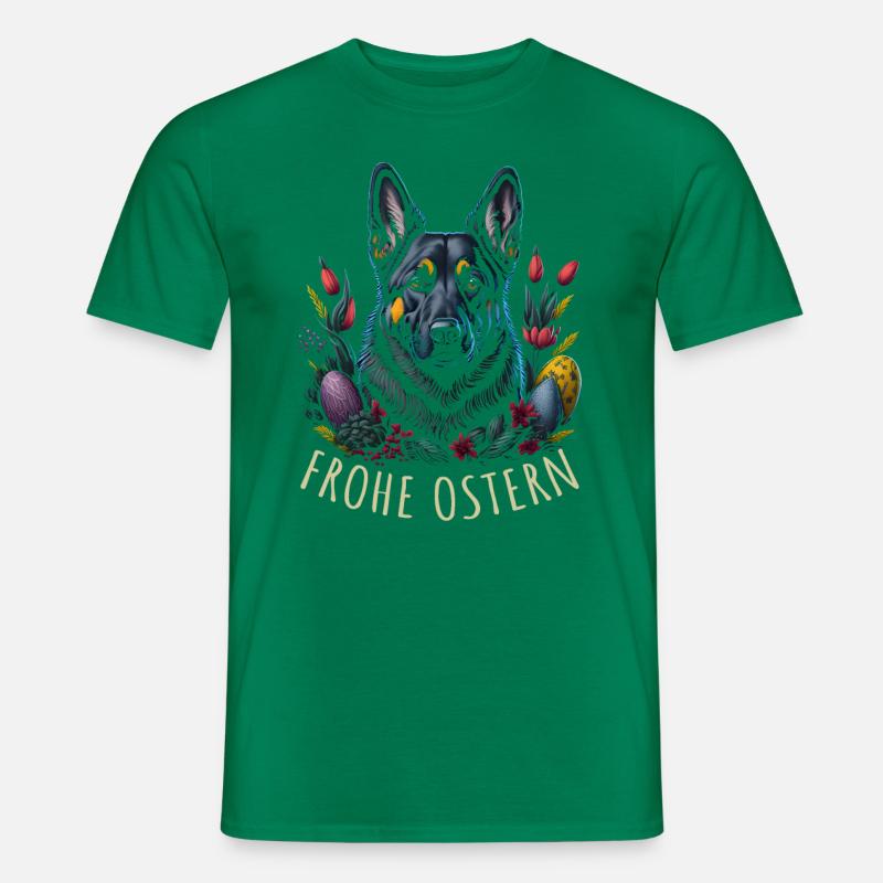 Easter Spring German Shepherd Dog - Men's T-Shirt - kelly green